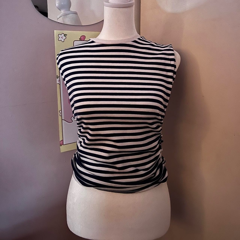 Blue and white striped top